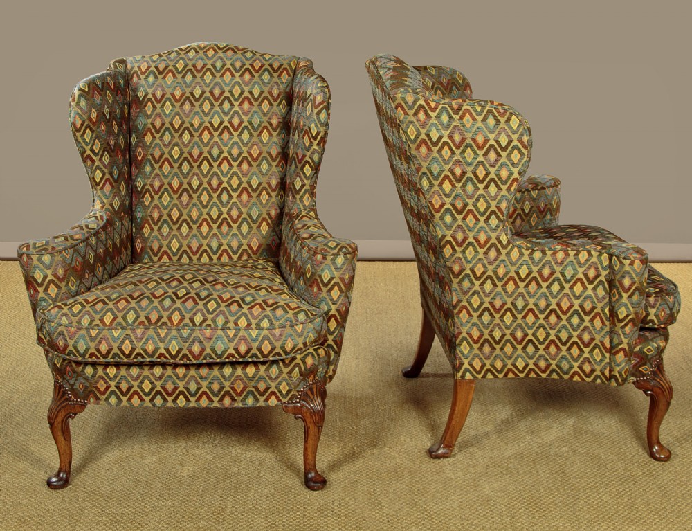 Pair of Wingback Armchairs c.1930 View II