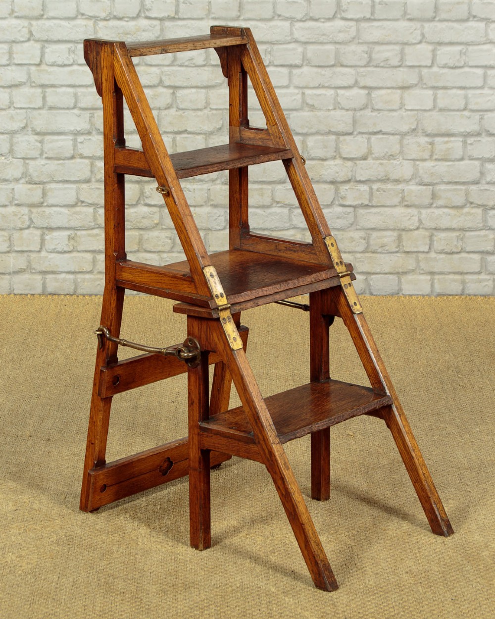 Metamorphic Oak Library Steps & Side Chair c.1880