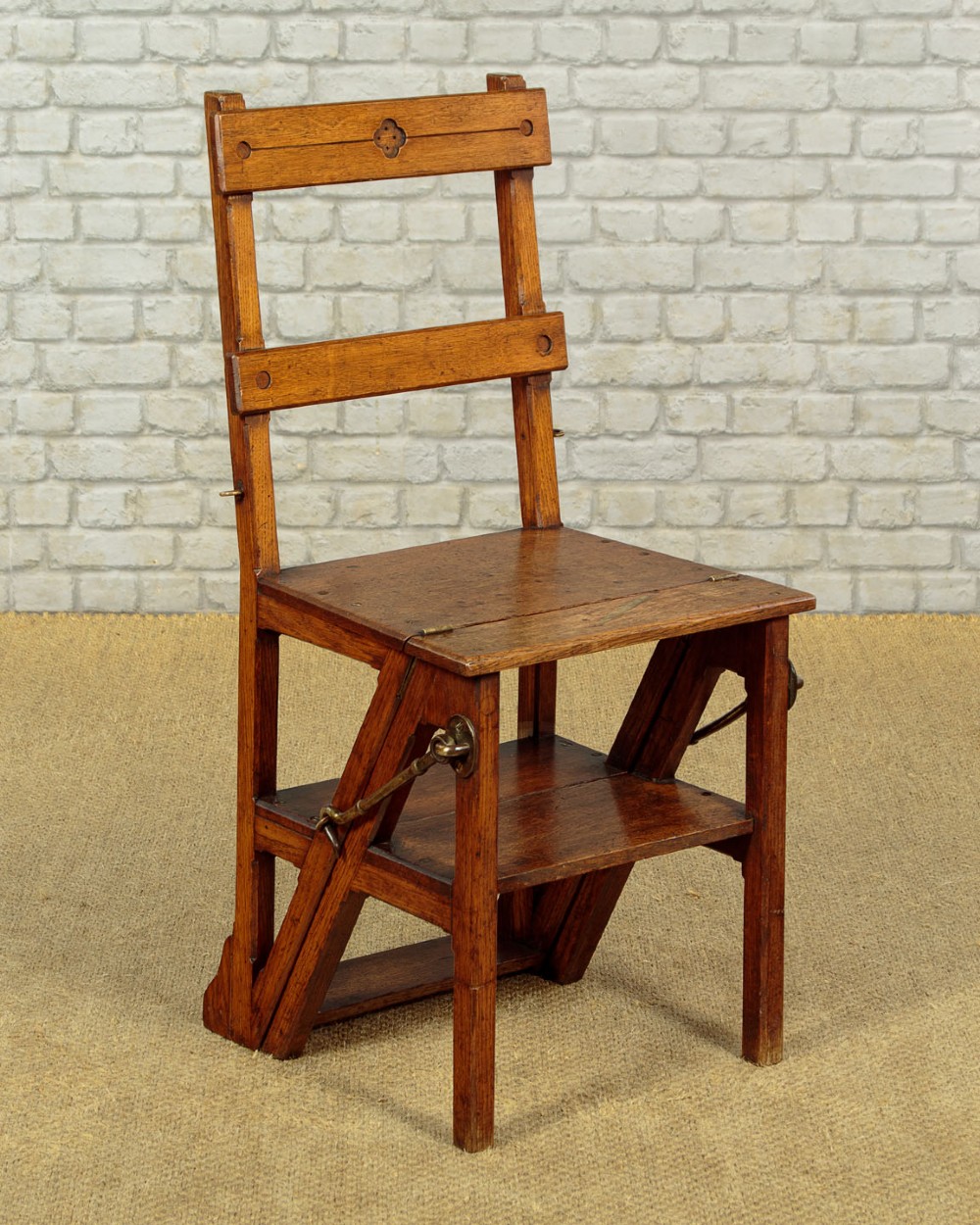 Metamorphic Oak Library Steps & Side Chair c.1880 View III