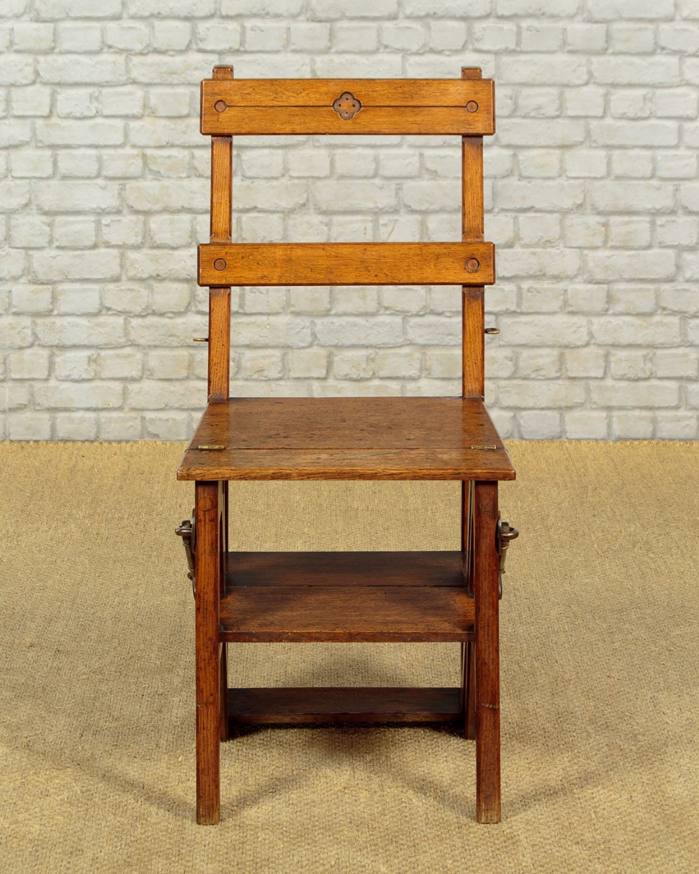 Metamorphic Oak Library Steps & Side Chair c.1880 View IV