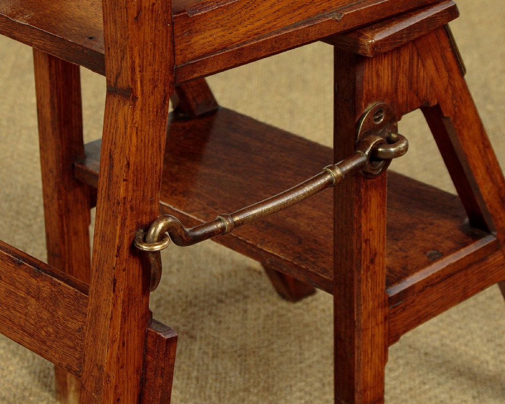 Metamorphic Oak Library Steps & Side Chair c.1880 View XIII