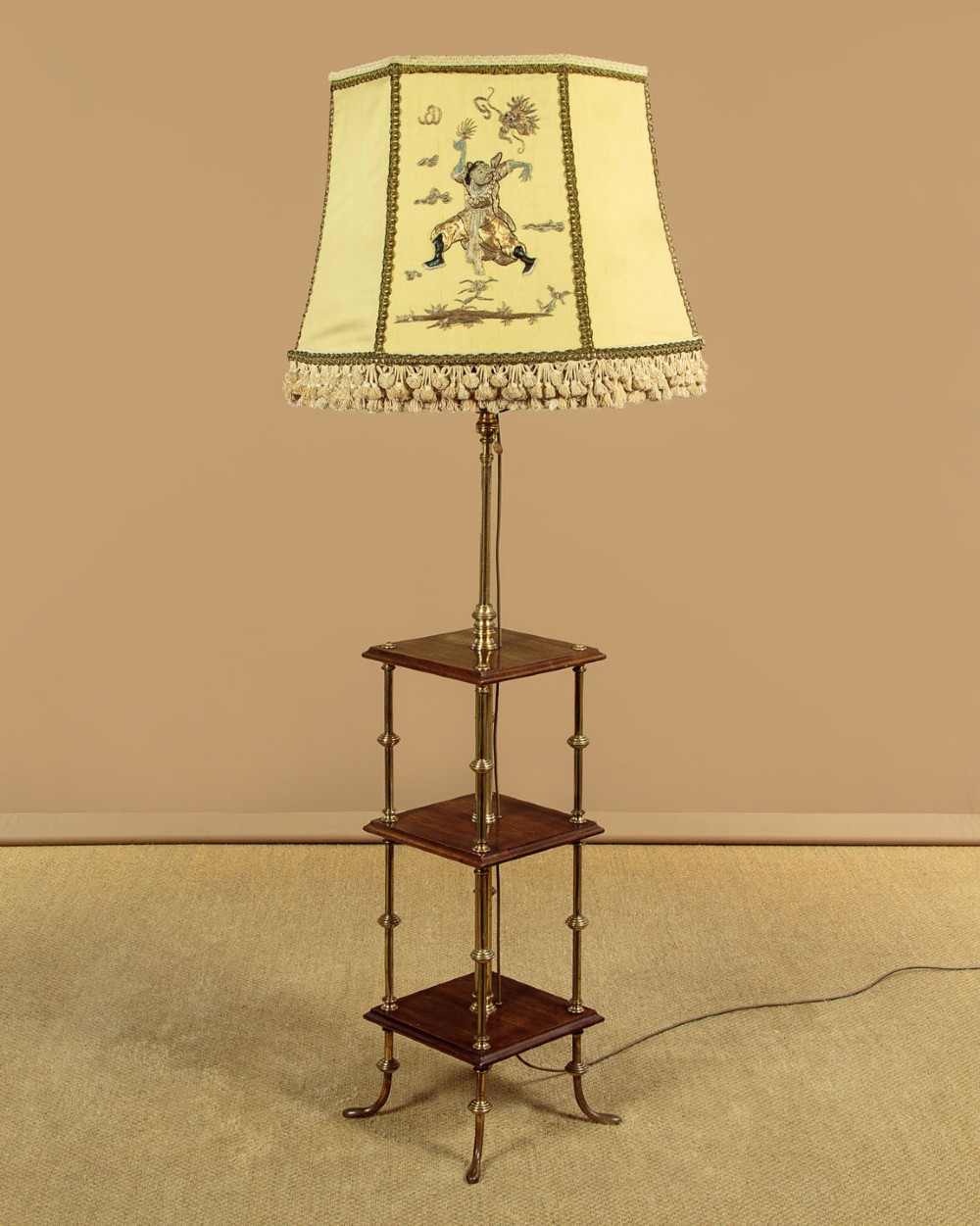 Adjustable Floor Lamp & Shade c.1900