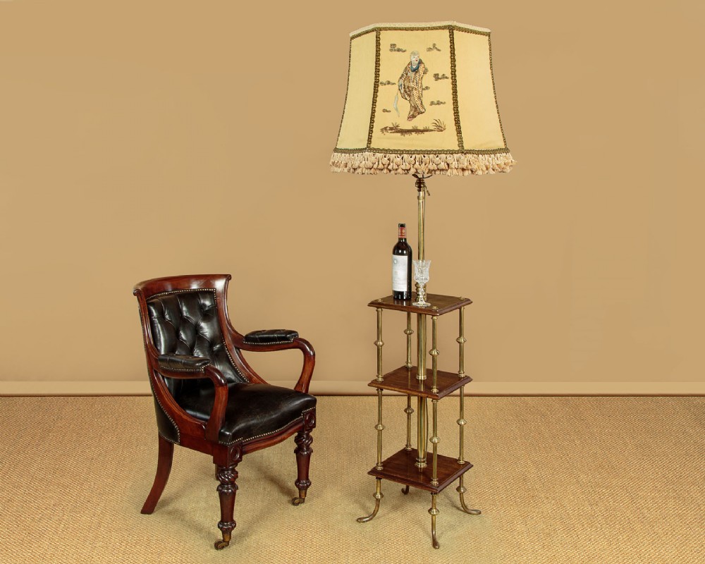 Adjustable Floor Lamp & Shade c.1900 View II