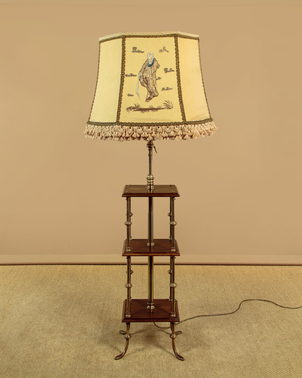 Adjustable Floor Lamp & Shade c.1900 View III