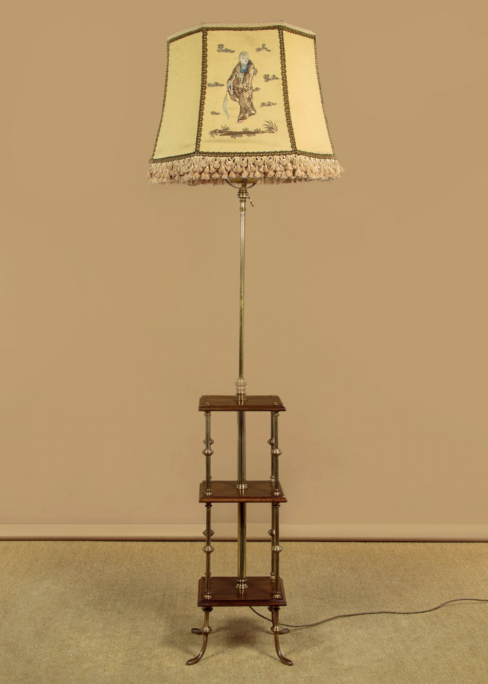 Adjustable Floor Lamp & Shade c.1900 View IV