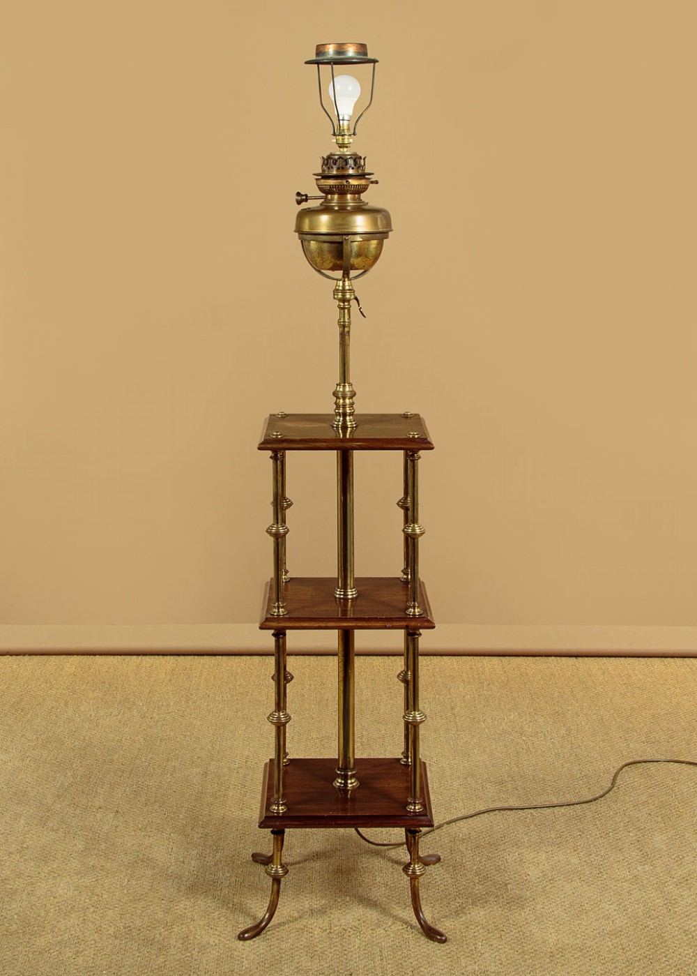Adjustable Floor Lamp & Shade c.1900 View V