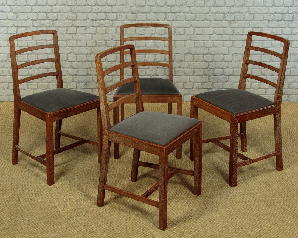 Set of Four Heals Limed Oak Dining Chairs c.1930