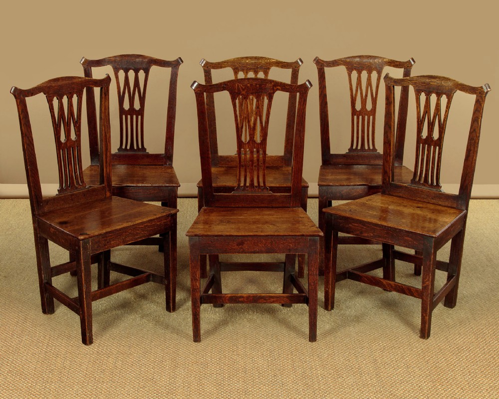 Set of 6 Country Chippendale Dining Chairs c.1800