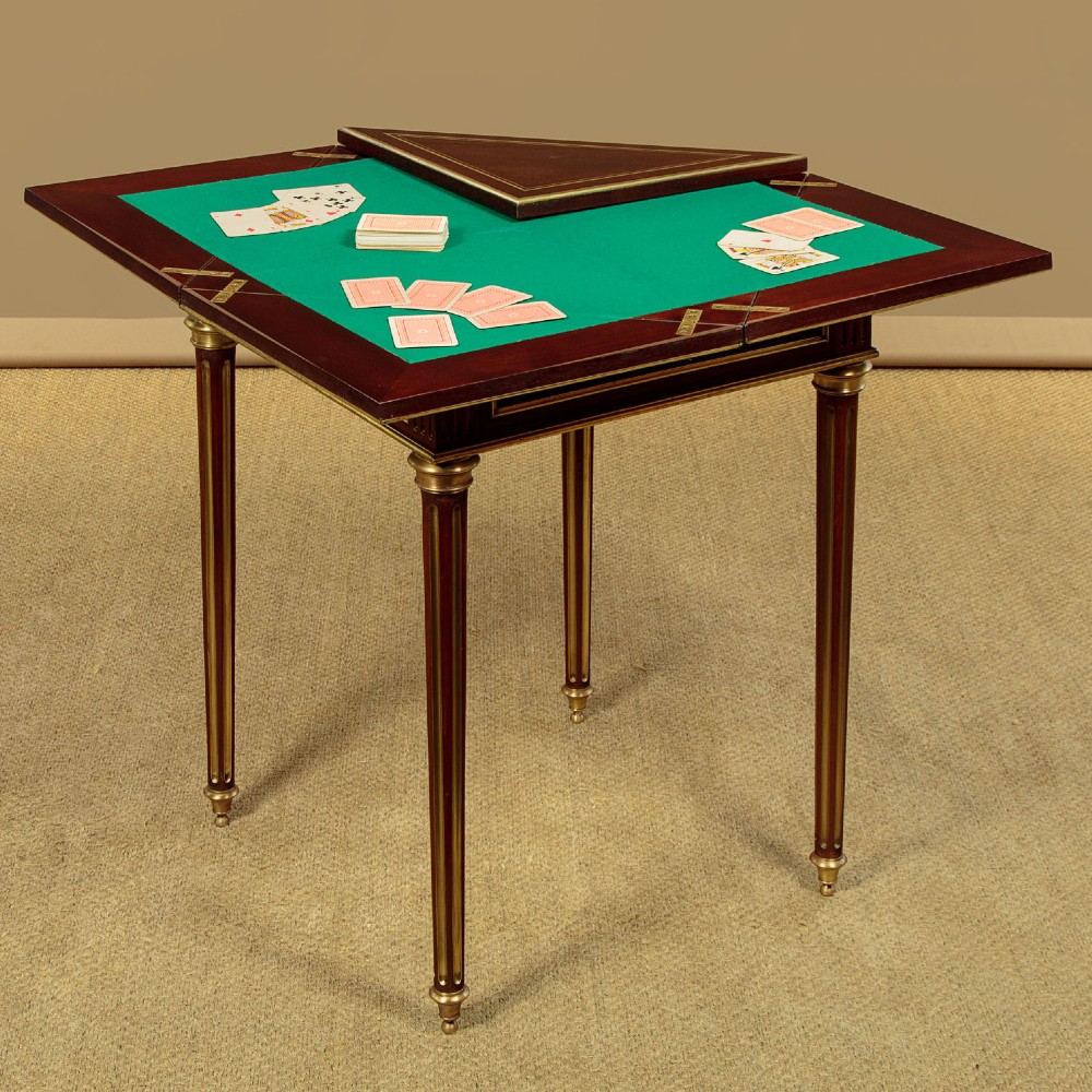Brass Inlaid Envelope Games Table c.1920 View II