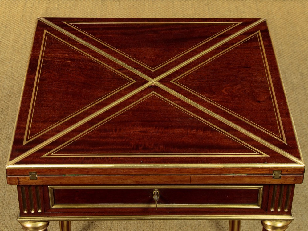 Brass Inlaid Envelope Games Table c.1920 View VI