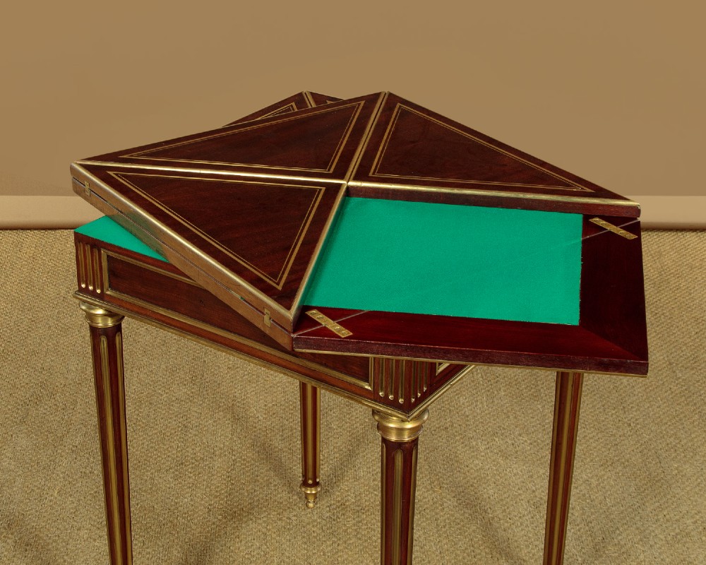 Brass Inlaid Envelope Games Table c.1920 View VII