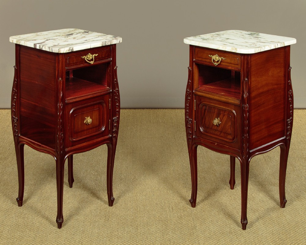 Pair of Marble Top Bedside Cabinets c.1890