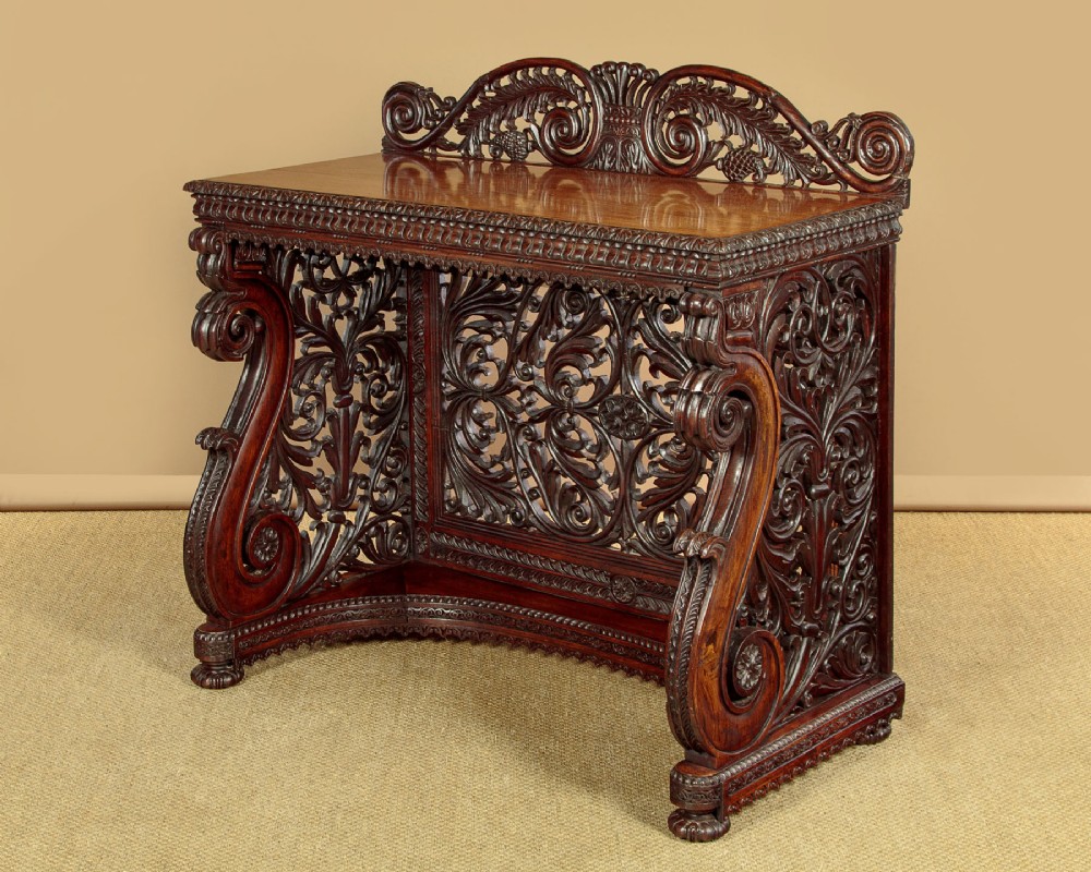 Anglo Indian Carved Rosewood Console Table c.1860