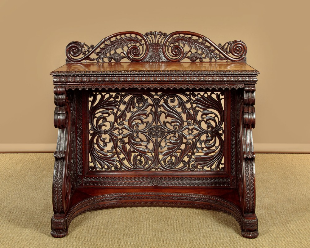 Anglo Indian Carved Rosewood Console Table c.1860 View II