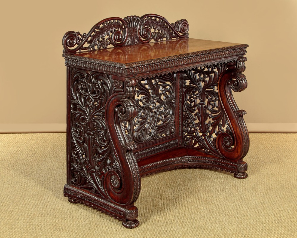 Anglo Indian Carved Rosewood Console Table c.1860 View III