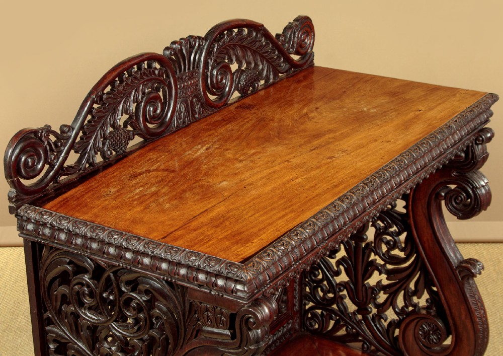 Anglo Indian Carved Rosewood Console Table c.1860 View IV