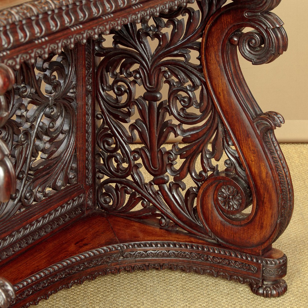 Anglo Indian Carved Rosewood Console Table c.1860 View X
