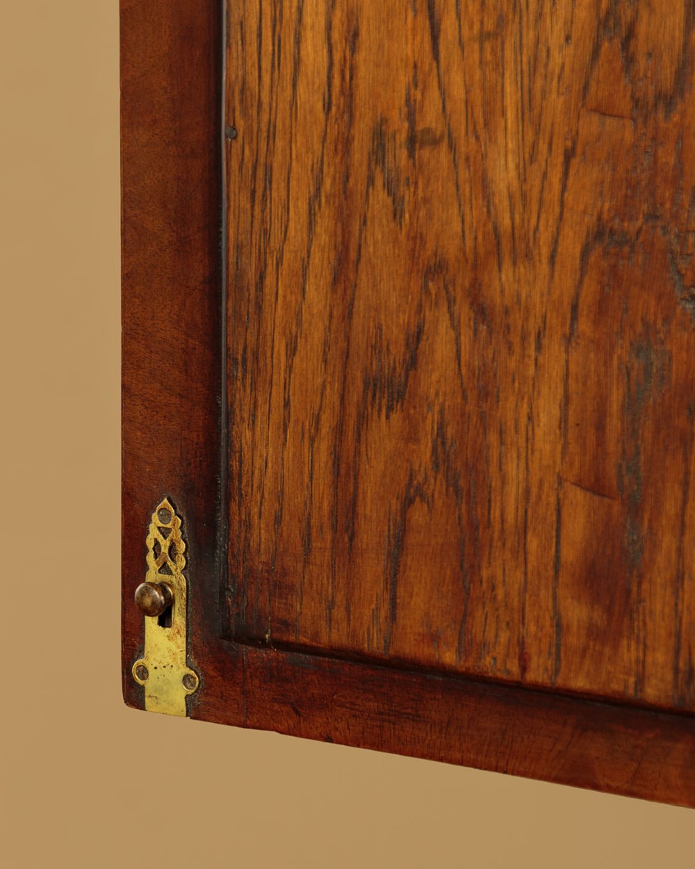 A Queen Anne style burr walnut bureau cabinet featuring a double-domed top with twin mirrored doors above a slant-front writing slope and lower drawers. View VII