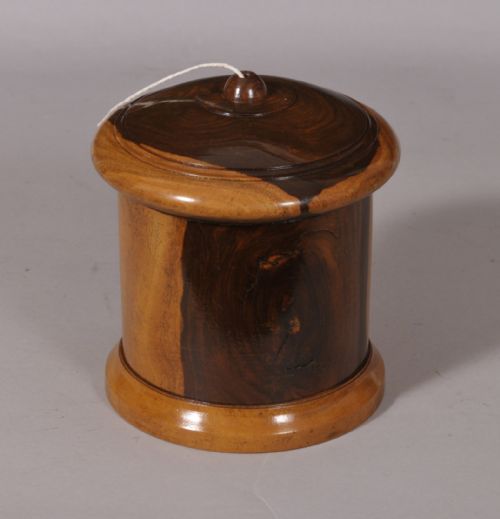 ANTIQUE TREEN 19TH CENTURY LIGNUM VITAE STRING BARREL