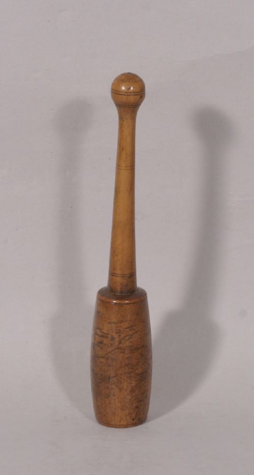 ANTIQUE TREEN EARLY 19TH CENTURY BOXWOOD FLEAM MALLET - ADDITIONAL PHOTO 2