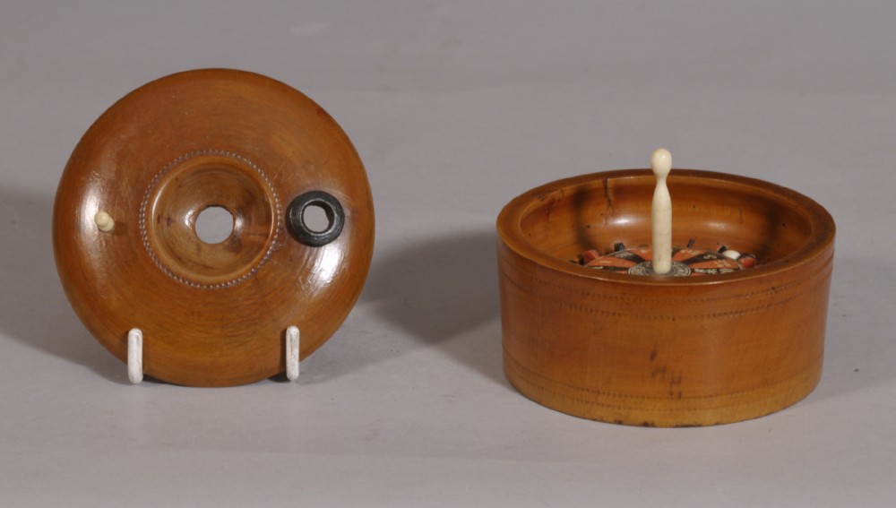 Treen Roulette Wheel Antique Treen 19th Century Boxwood Cased Roulette Wheel