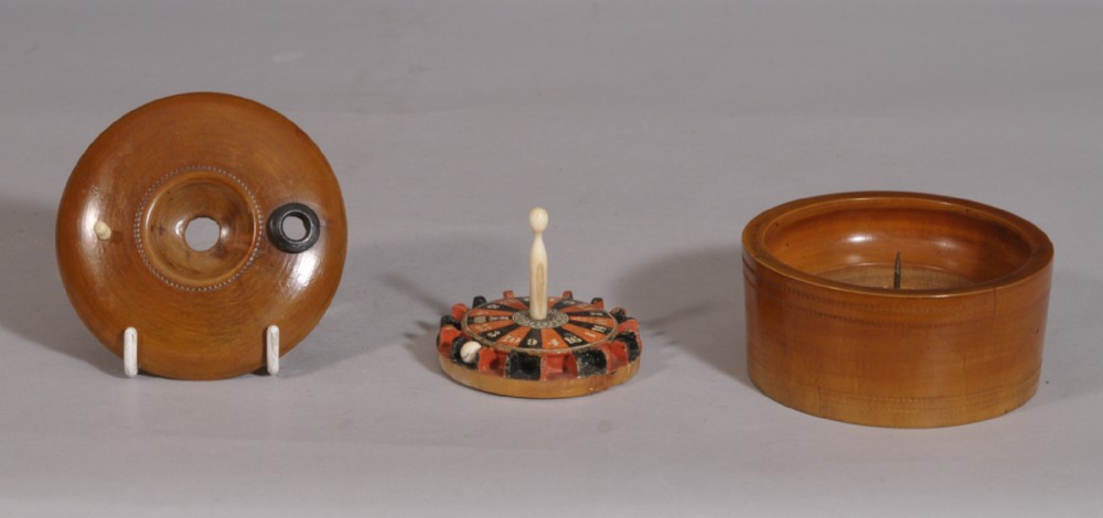 Treen Roulette Wheel Antique Treen 19th Century Boxwood Cased Roulette Wheel