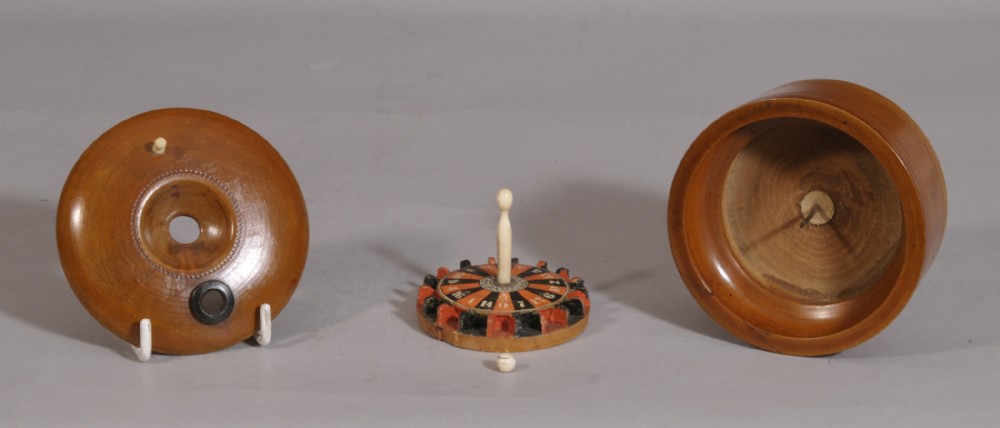 Treen Roulette Wheel Antique Treen 19th Century Boxwood Cased Roulette Wheel