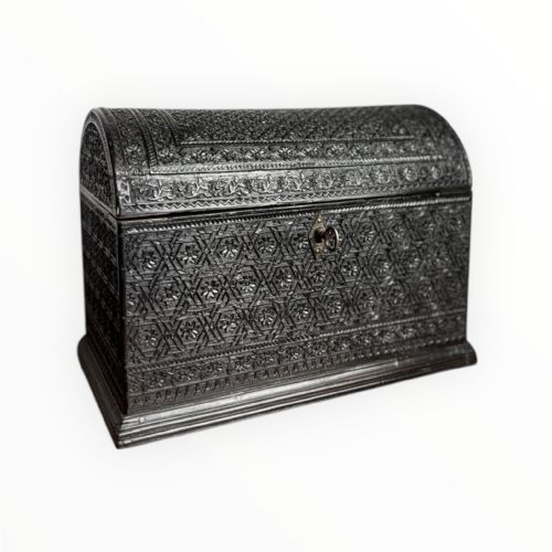 exquisite 19th century dometop ebony indian jewellery box - CATEGORY: ANTIQUE BOXES - DATED 19TH CENTURY
