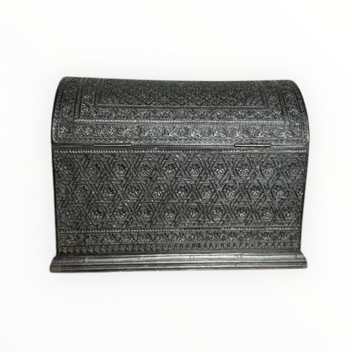 EXQUISITE 19TH CENTURY DOMETOP EBONY INDIAN JEWELLERY BOX - ADDITIONAL PHOTO 3