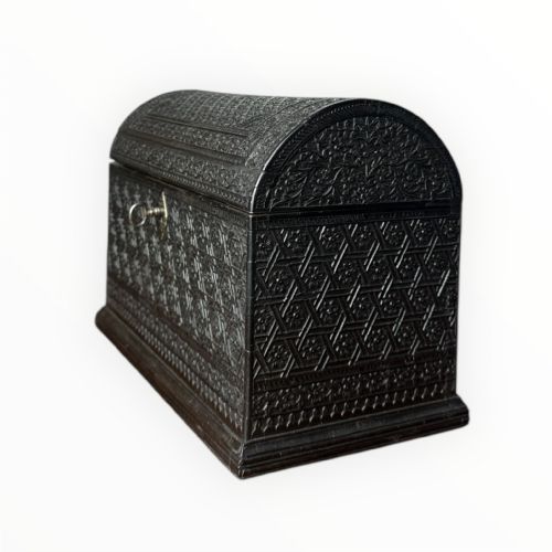 EXQUISITE 19TH CENTURY DOMETOP EBONY INDIAN JEWELLERY BOX - ADDITIONAL PHOTO 4
