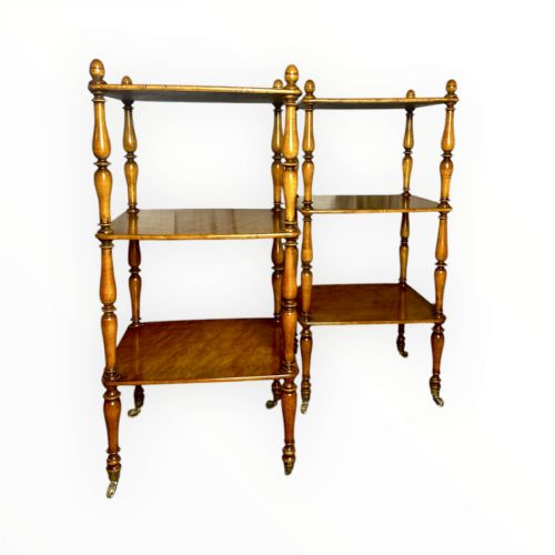 pair of birdseye maple etagere whatnots late 19th c early 20th c - CATEGORY: ANTIQUE FURNITURE - DATED 19TH CENTURY