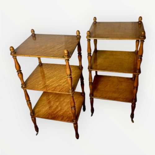 PAIR OF BIRDSEYE MAPLE ETAGERE WHATNOTS LATE 19TH C EARLY 20TH C - ADDITIONAL PHOTO 1