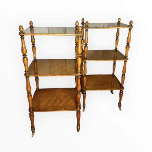 PAIR OF BIRDSEYE MAPLE ETAGERE WHATNOTS LATE 19TH C EARLY 20TH C - ADDITIONAL PHOTO 2