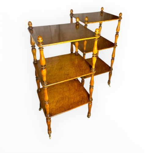 PAIR OF BIRDSEYE MAPLE ETAGERE WHATNOTS LATE 19TH C EARLY 20TH C - ADDITIONAL PHOTO 3