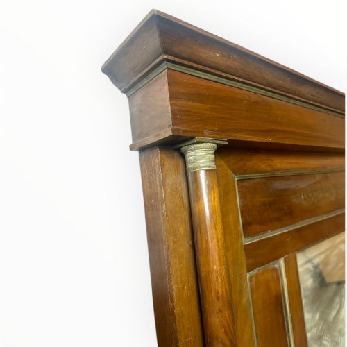 19THCENTURY WALNUT OVERMANTEL MIRROR WITH BRASS DETAILING - ADDITIONAL PHOTO 1