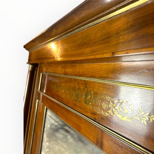 19THCENTURY WALNUT OVERMANTEL MIRROR WITH BRASS DETAILING - ADDITIONAL PHOTO 5