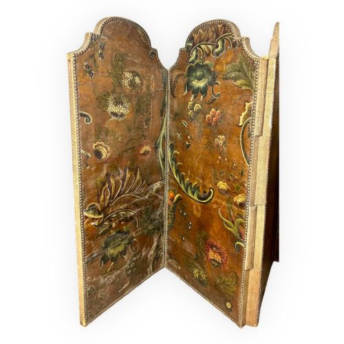 19THCENTURY DECORATIVE LEATHER FOLDING SCREEN - ADDITIONAL PHOTO 1