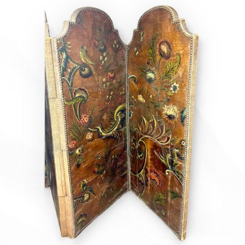 19THCENTURY DECORATIVE LEATHER FOLDING SCREEN - ADDITIONAL PHOTO 5