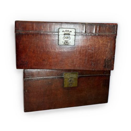 PAIR OF 19THCENTURY CHINESE LEATHER TRUNKS STORAGE BOX WITH BRASS DETAILING - ADDITIONAL PHOTO 6