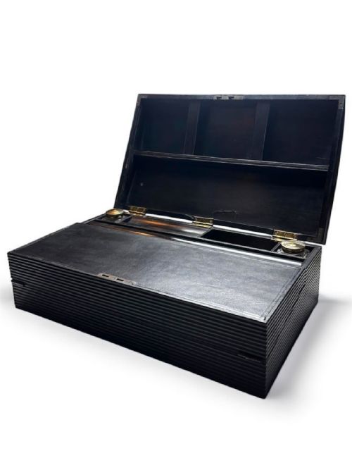 19THCENTURY ANGLOINDIAN EBONY WRITING SLOPE WITH REEDED DECORATION - ADDITIONAL PHOTO 2