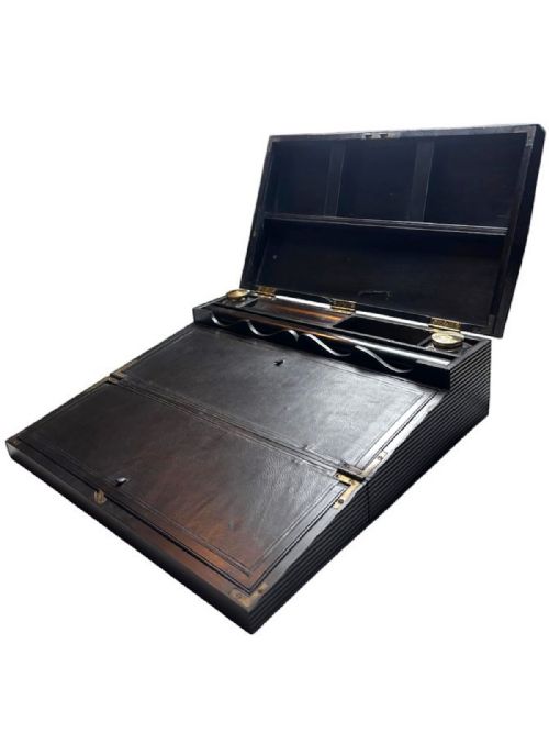 19THCENTURY ANGLOINDIAN EBONY WRITING SLOPE WITH REEDED DECORATION - ADDITIONAL PHOTO 3