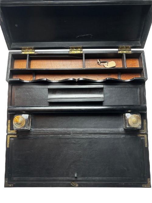 19THCENTURY ANGLOINDIAN EBONY WRITING SLOPE WITH REEDED DECORATION - ADDITIONAL PHOTO 6