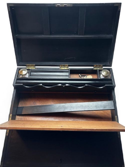19THCENTURY ANGLOINDIAN EBONY WRITING SLOPE WITH REEDED DECORATION - ADDITIONAL PHOTO 7