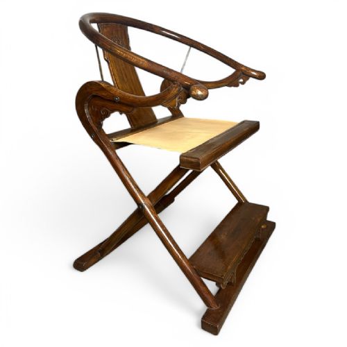 19THCENTURY CHINESE HARDWOOD FOLDING HORSESHOEBACK THRONE CHAIR - ADDITIONAL PHOTO 3