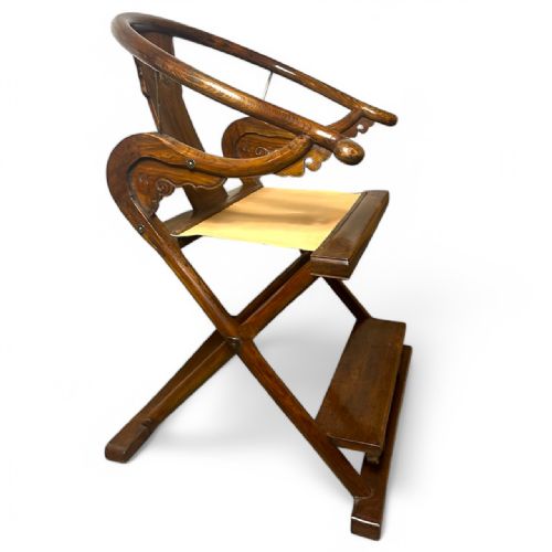 19THCENTURY CHINESE HARDWOOD FOLDING HORSESHOEBACK THRONE CHAIR - ADDITIONAL PHOTO 2