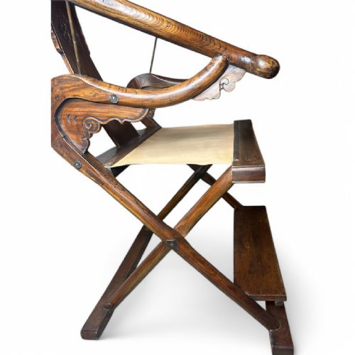 19THCENTURY CHINESE HARDWOOD FOLDING HORSESHOEBACK THRONE CHAIR - ADDITIONAL PHOTO 5