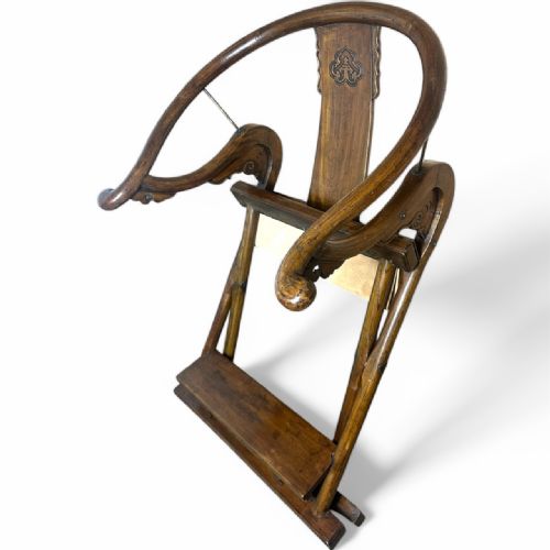 19THCENTURY CHINESE HARDWOOD FOLDING HORSESHOEBACK THRONE CHAIR - ADDITIONAL PHOTO 8
