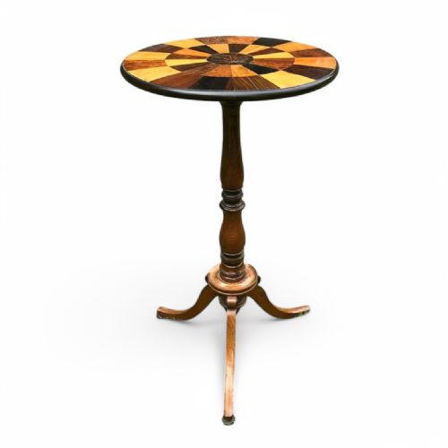 FINE 19THCENTURY SPECIMEN VENEER SIDE TABLE WITH OAK BASE