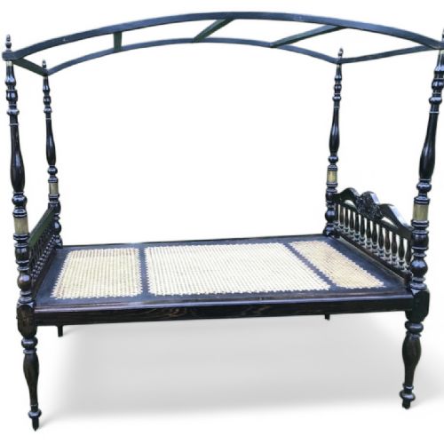19TH CENTURY ANGLOINDIAN EBONY SINGLE POSTER BED WITH CANE BASE - ADDITIONAL PHOTO 3