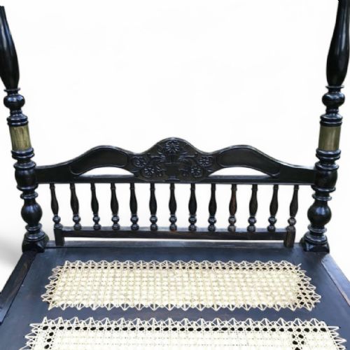 19TH CENTURY ANGLOINDIAN EBONY SINGLE POSTER BED WITH CANE BASE - ADDITIONAL PHOTO 4